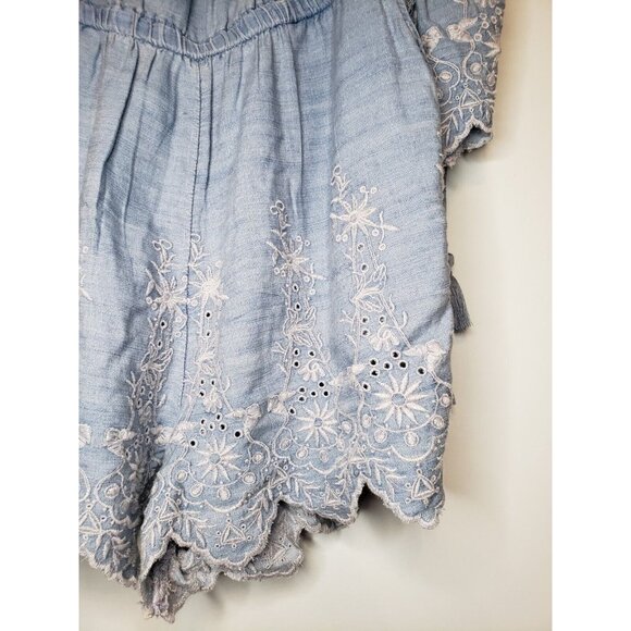 American Eagle Outfitters Women XS Romper Blue Lacy Cold Shoulder 3/4 Sleeve NWT - Picture 3 of 7